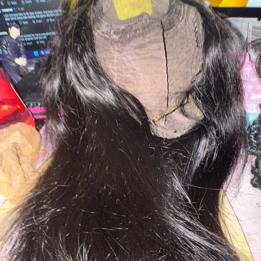 Green Root Black Human Hair Wig